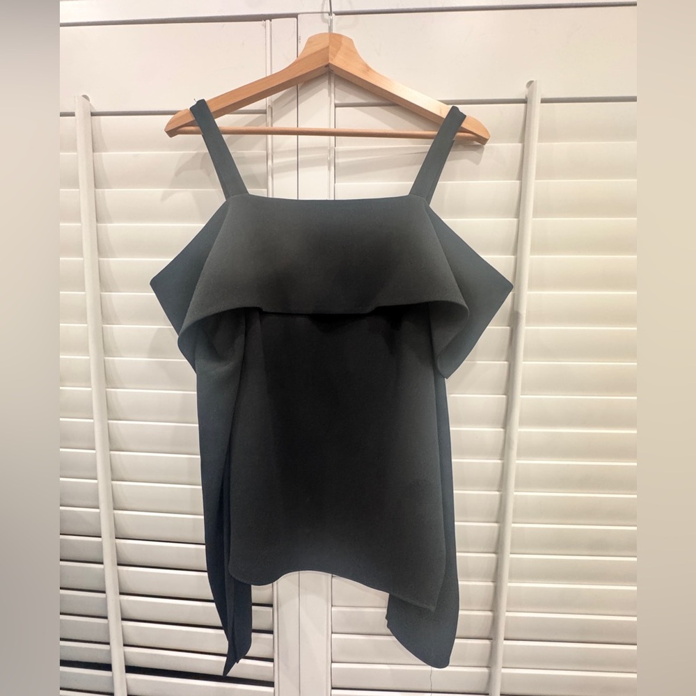 Tibi Black Off the Shoulder Top with long sleeves